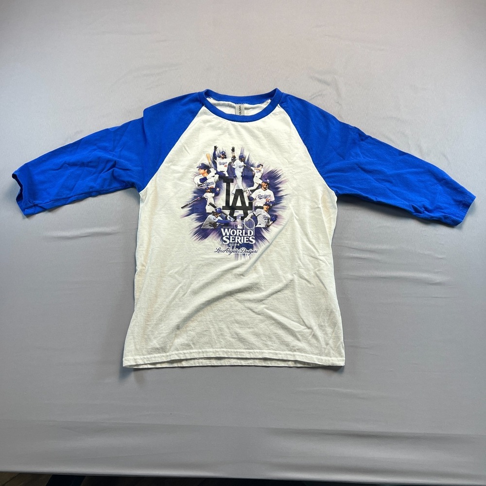 Los Angeles Dodgers 2024 World Series Baseball MLB Shirt Kid S White Blue Gildan